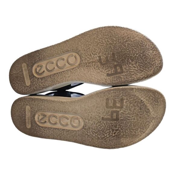 Ecco Flowt Strap Platform Sandals Womens 8 Black Leather Runs Big - Picture 6 of 10